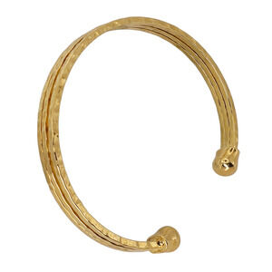 Lia Sophia Crinkled Cuff 3 Band Gold Tone Bracelet